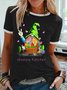 Damen Buchstabe Kurzarm T-Shirts T-Shirt Rundhals Lässig Sommer Oberteile