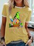Damen Buchstabe Kurzarm T-Shirts T-Shirt Rundhals Lässig Sommer Oberteile