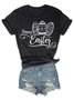 Damen Buchstabe Kurzarm T-Shirts T-Shirt Rundhals Lässig Sommer Oberteile
