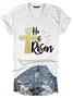 Damen Buchstabe Kurzarm T-Shirts T-Shirt V-Ausschnitt Lässig Sommer Oberteile