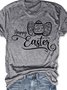 Damen Buchstabe Kurzarm T-Shirts T-Shirt Rundhals Lässig Sommer Oberteile