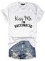 Damen Kurzarm T-Shirts T-Shirt Sommer Buchstabe Baumwolle Rundhals Strand Ausgehen Lässig Oberteile