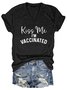 Damen Kurzarm T-Shirts T-Shirt Sommer Buchstabe Baumwollmischung V-Ausschnitt Täglich Ausgehen Lässig Oberteile