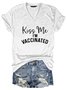 Damen Kurzarm T-Shirts T-Shirt Sommer Buchstabe Baumwollmischung V-Ausschnitt Täglich Ausgehen Lässig Oberteile