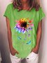 Damen Kurzarm T-Shirts T-Shirt Sommer Buchstabe Baumwollmischung Rundhals Ausgehen Lässig Oberteile
