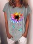 Damen Kurzarm T-Shirts T-Shirt Sommer Buchstabe Baumwollmischung Rundhals Ausgehen Lässig Oberteile