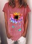 Damen Kurzarm T-Shirts T-Shirt Sommer Buchstabe Baumwollmischung Rundhals Ausgehen Lässig Oberteile