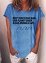 Damen Kurzarm T-Shirts T-Shirt Sommer Buchstabe Baumwollmischung Rundhals Ausgehen Lässig Oberteile