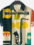 Herren Retro Gitarre und Saxophon Print Hawaiische Revers Shirts