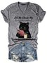 Damen Tier Kurzarm T-Shirts T-Shirt V-Ausschnitt Lässig Sommer Oberteile