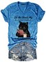 Damen Tier Kurzarm T-Shirts T-Shirt V-Ausschnitt Lässig Sommer Oberteile