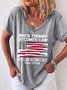 Damen Buchstabe Kurzarm T-Shirts T-Shirt V-Ausschnitt Lässig Sommer Oberteile