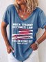 Damen Buchstabe Kurzarm T-Shirts T-Shirt V-Ausschnitt Lässig Sommer Oberteile
