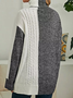 Hoch Ausschnitt Farbblock Weit Regelmäßig Pullover Normal Pullover