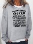 Damen Rundhals Buchstabe Lässig Herbst Baumwollmischung Langarm Sweatshirt