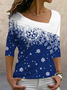 Langarm Hohe Elastizität Weihnachten Basic Geometrisch Farbverlauf Oberteile T-Shirt Damen