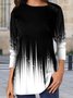 Asymmetrisch Kragen Farbverlauf Print Lässig Langarm Shirts & Blusen
