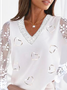 Valentinstag Tag Liebe Muster Elegant Locker Farbblock V-Ausschnitt Urlaub Bluse