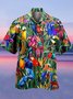 Herren Papagei Print Retro Atmungsaktiv Hawaiische Bluse