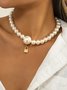 Retro Übertrieben Perle Perlen Halskette