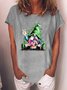 Damen Kartoon Kurzarm T-Shirts T-Shirt Rundhals Lässig Sommer Oberteile