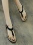 Damen Strand Metallische Schnalle Trimmen Flip-On Sandale