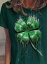 Damen Kleeblatt Kurzarm T-Shirts T-Shirt Rundhals Lässig Sommer Oberteile