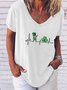 Damen Figur Kurzarm T-Shirts T-Shirt V-Ausschnitt Lässig Sommer Oberteile