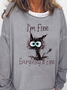 Damen Rundhals Tier Retro Herbst Langarm Sweatshirt