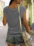 Damen Flügelärmel Tanktop Oberteile Leibchen Sommer Unifarben V-Ausschnitt Täglich Lässig Oberteile