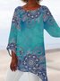 Ethnisch Volk Blume Farbverlauf Weit Pullover Bluse Große Größen
