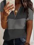 Gitter V-Ausschnitt Retro Kurzarm T-Shirt