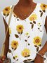 Farbverlauf Oberteile T-Shirt mit Blume Chrysantheme Print