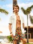 Lockere Hawaiische Bluse mit Kokosnuss Baum Print