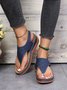 Bestickt Welle Muster Retro Lässig Zehentrenner-Sandalen