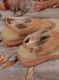 Bestickt Welle Muster Retro Lässig Zehentrenner-Sandalen