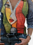 Langarm Lässig Abstrakt Normal Bluse Bedruckenn & Shirt