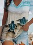 Täglich Meer Schildkröte Urlaub Strand Bluse Große Größen