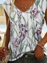 Geometrisch Blumenmuster Urlaub Strand Weit Ärmellos Oberteile T-Shirt Große Größen
