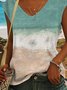 Große Größen Urlaub Ozean Strand Landschaft Print Täglich Urlaub Bluse T-Shirt