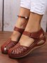 Retro Geblümt Cut-Out Klettverschluss Lässig Sandale