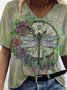 Retro Libelle Entwurf Weit Kurzarm T-Shirt