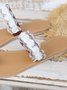 Weiß Perle Spitze Dreidimensional Blumen Hochzeit Braut Zehentrenner