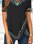 Ethnisch Regelmäßige Passform Lässig Kurzarm Blusen & Shirts