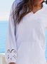 Strand Urlaub V-Ausschnitt Langarm Unifarben Baumwolle Blusen & Shirts