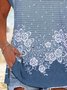 Retro Denimblau Weit Split Oberteile T-Shirt Große Größen