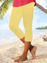 Strand Täglich Basic Unifarben Farbe gemustert Elastische Taille Hohe Elastizität verbrannt Blume Hosen Große Größen