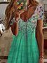 Elegant Geblümt Kurzarm Stricken Kleid