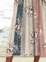 Verbindung Muster Blume Hälfte offen Knopf Tasche Weit Lang Kleid Große Größen
