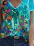 Lässig Abstrakt Geometrisch Muster Fledermaus Ärmel Kurzarm T-Shirt